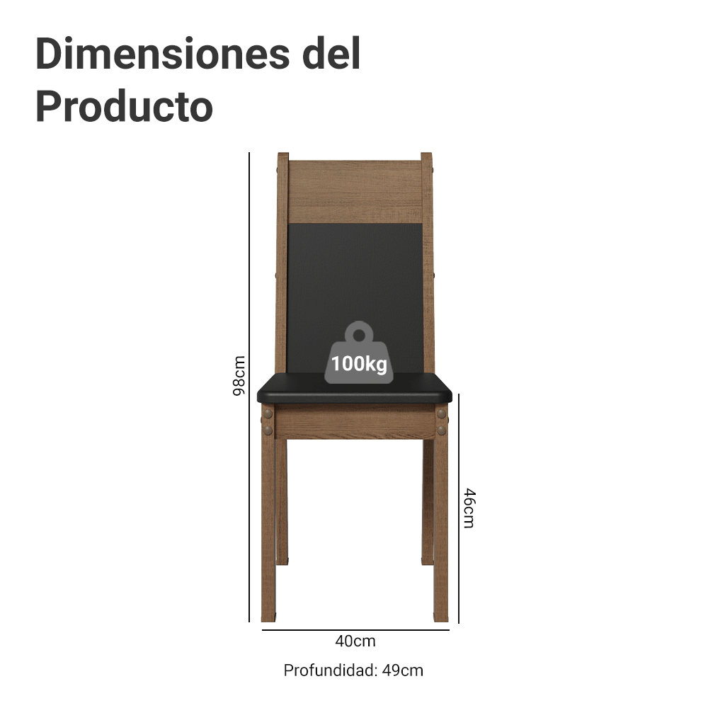 Kit 6 Sillas de Comedor Marrón/Negro 4280
