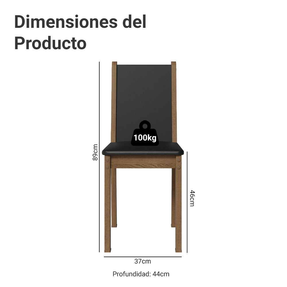 Juego de Comedor Mesa Encimera de Madera 6 Sillas Marrón/Negro Moscou