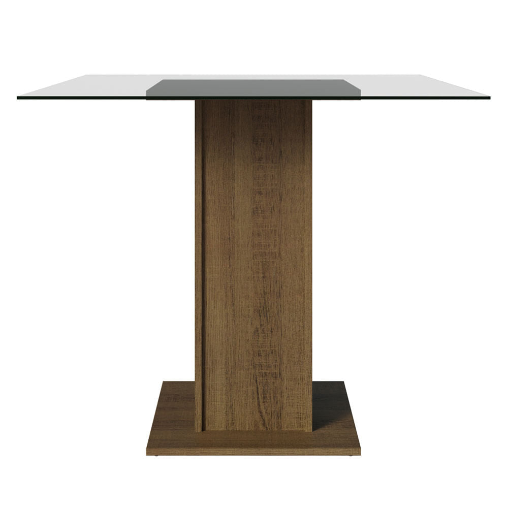 Mesa de Comedor Cuadrada con Encimera de Vidrio Marrón 5332A