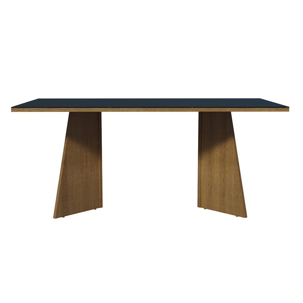 Mesa de Comedor Rectangular con Encimera de Vidrio Marrón/Negro 5388