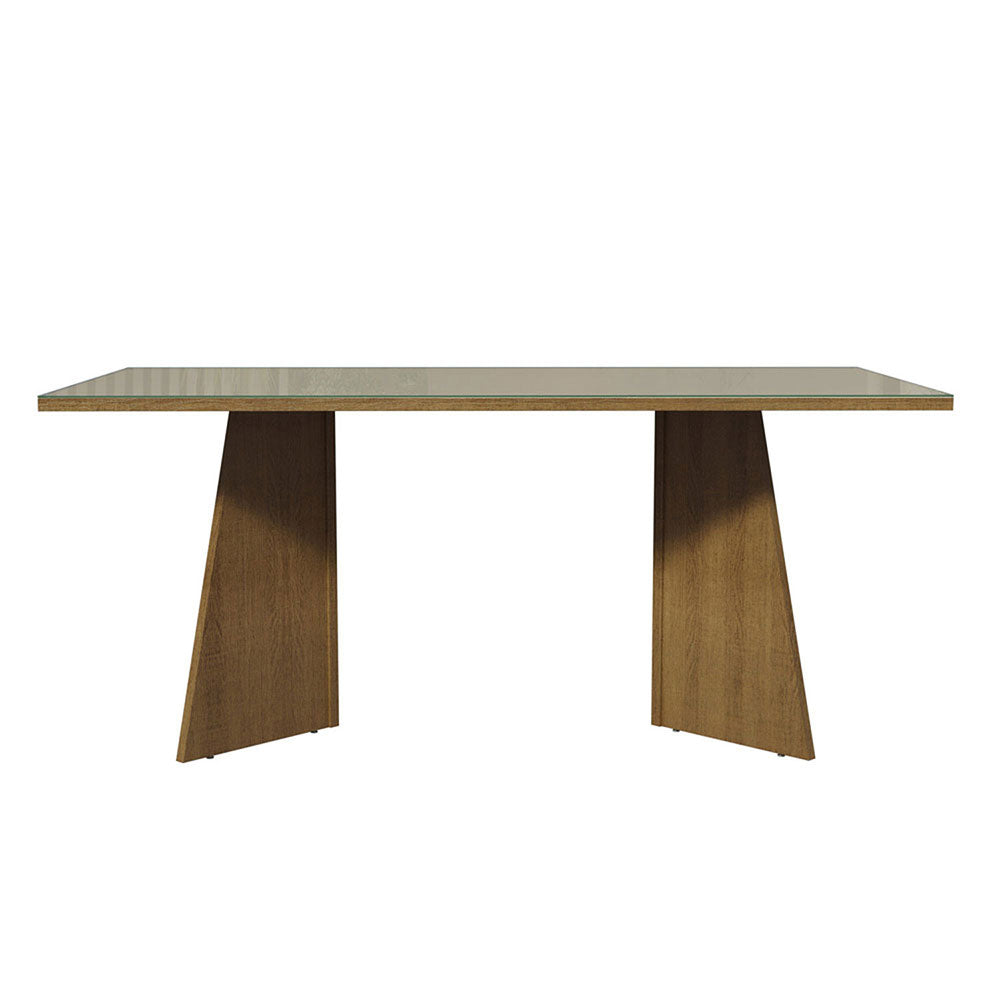 Mesa de Comedor Rectangular con Encimera de Vidrio Marrón/Crema 5388