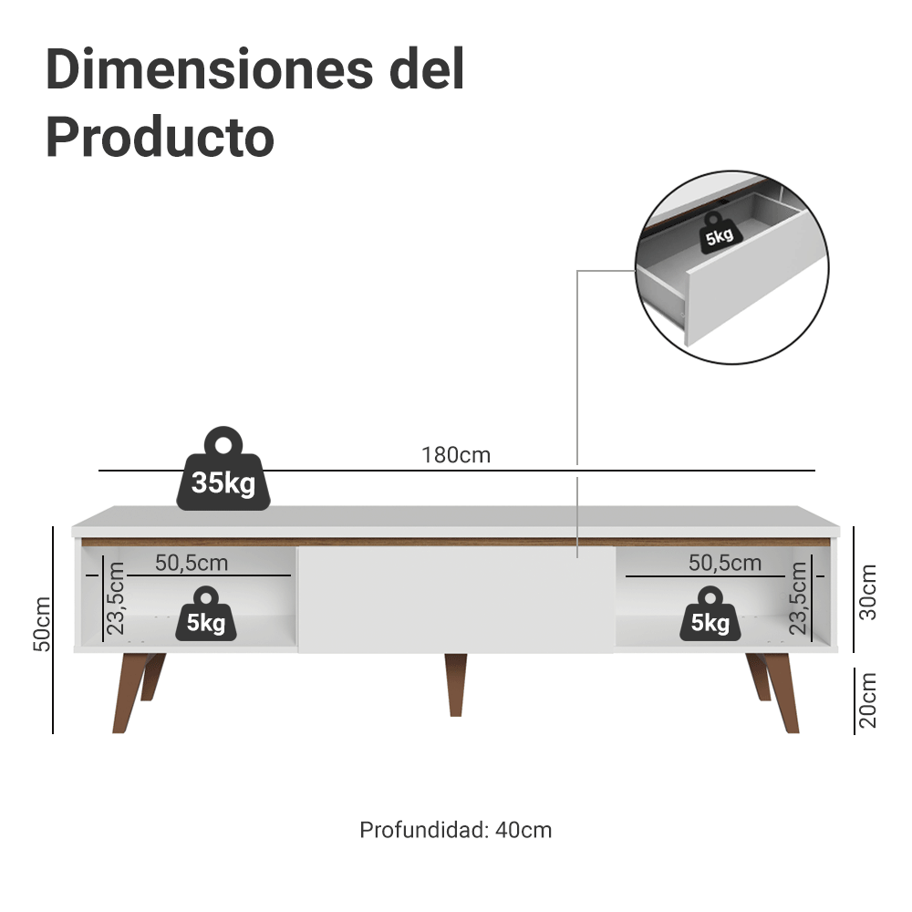 Mueble para TV Hasta 80 Pulgadas Blanco Reims