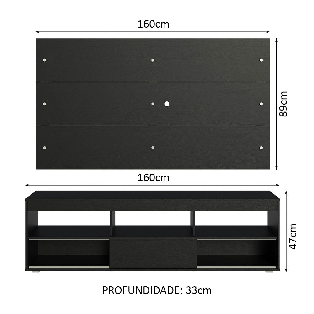 Mueble para TV y Panel Hasta 65" Negro Orlando
