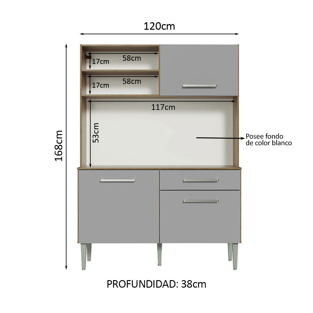 Cocina Integral 120cm Marrón/Gris Life