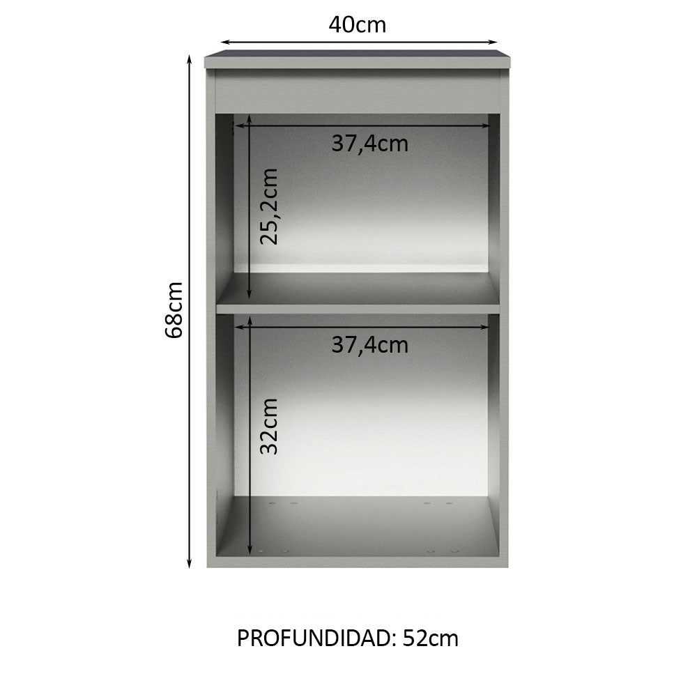 Gabinete Bajo 40 cm 1 Puerta Sin Patas Nice Gris