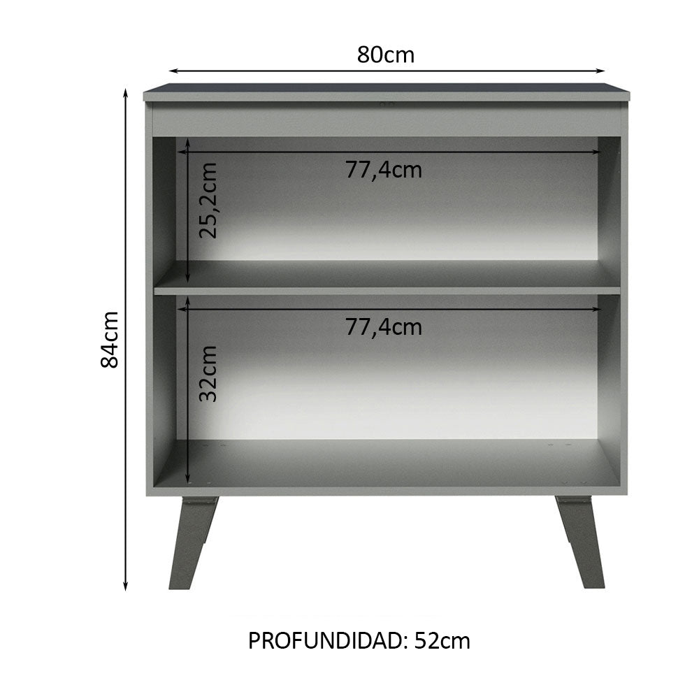 Gabinete Bajo 80 cm 2 Puertas Con Patas Gris Nice Madesa