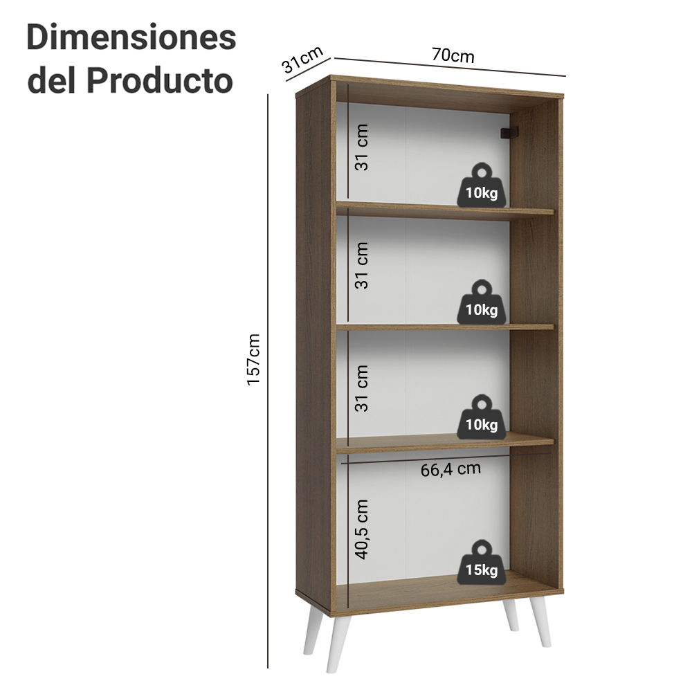 Vitrina 70 cm 2 Puertas de Vidrio con Patas Cónicas Marrón/Blanco Madesa