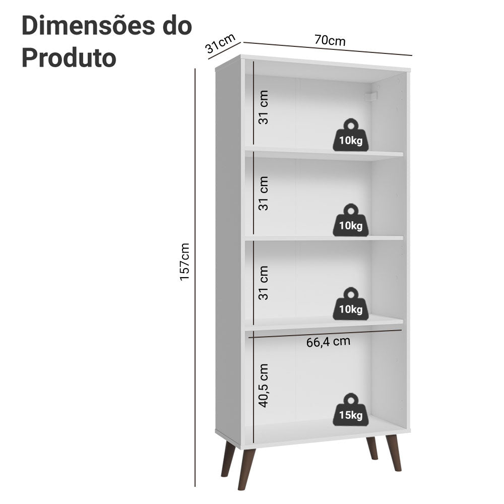 Mueble de Cocina Vitrina 70cm 2 Puertas de Vidrio con Patas Blanco/Marrón Madesa