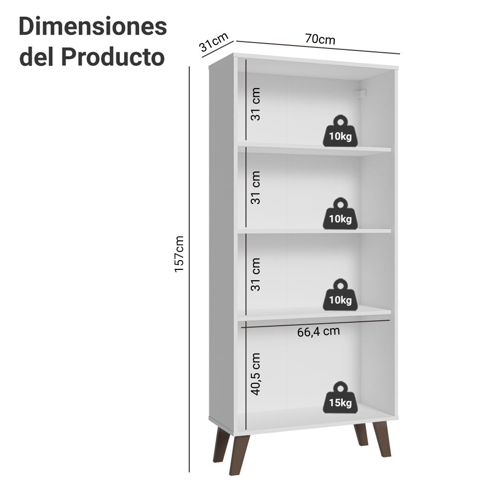 Vitrina 70 cm 2 Puertas de Vidrio con Patas Trapecio Blanco/Marrom Madesa