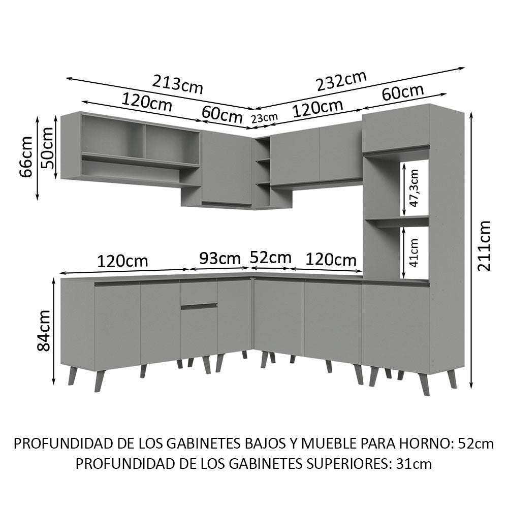Cocina Integrale Esquinera 445cm Gris Nice Madesa 02