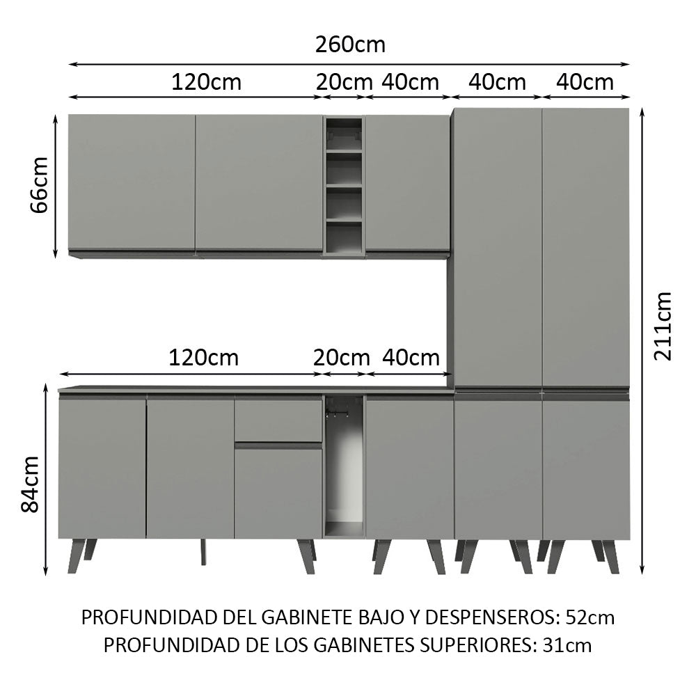 Cocina Integrale 260cm Gris Nice Madesa 05