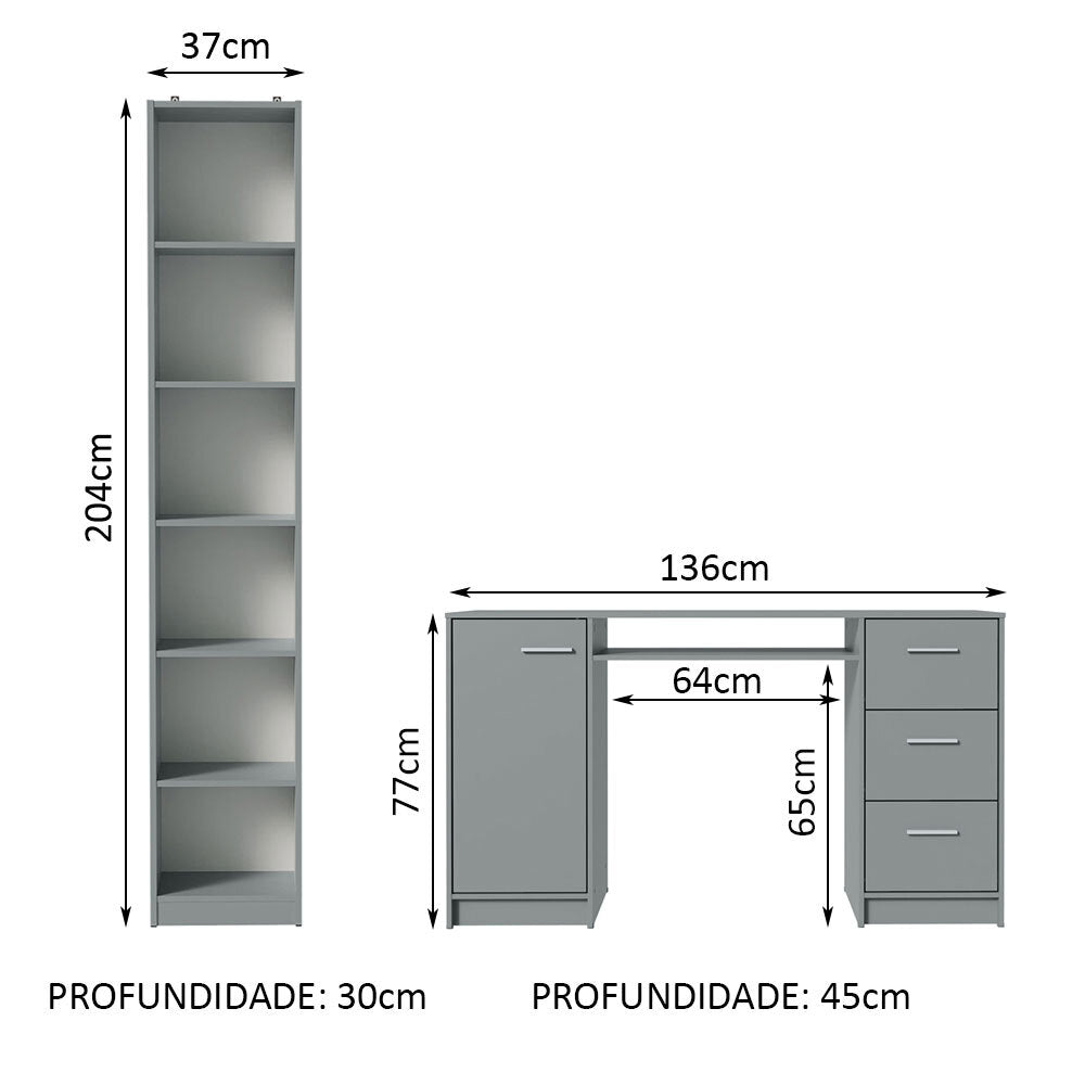 Kit Estante Librero Madesa 6906 y Organizador 9400 Gris