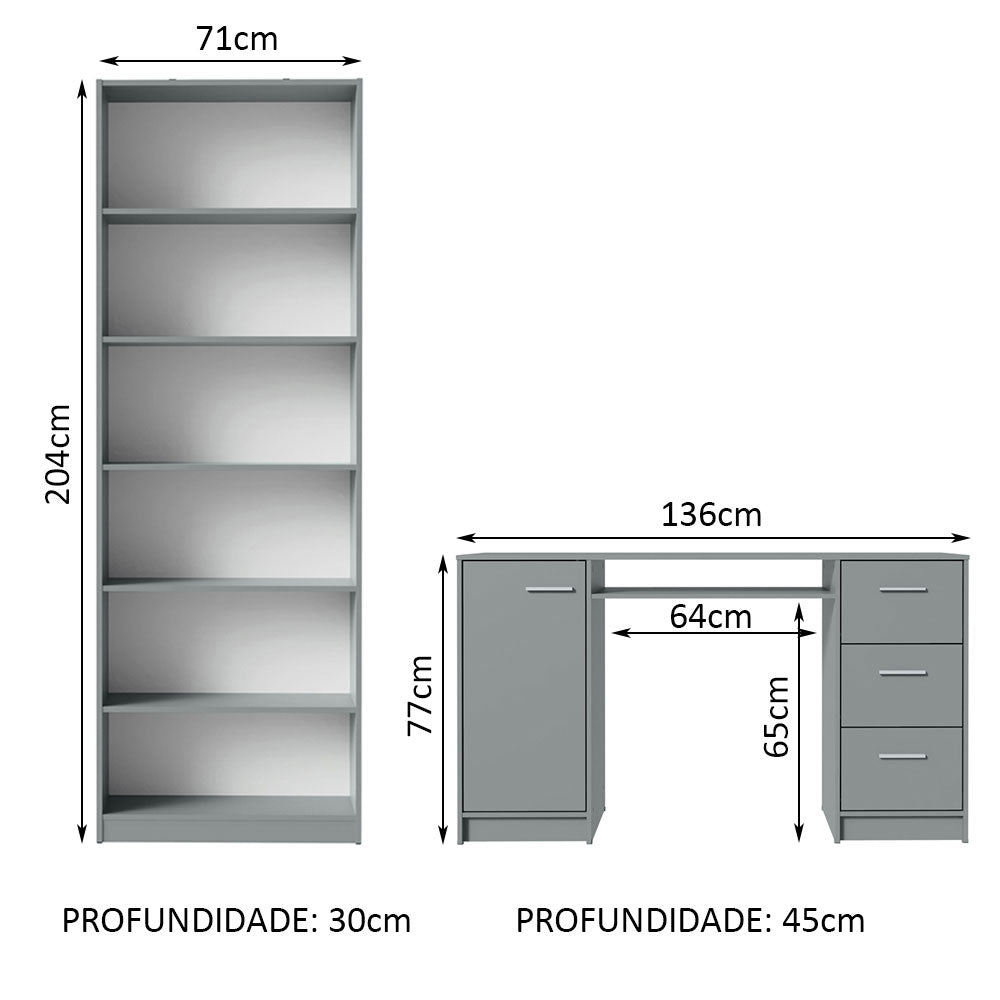 Kit Estante Librero Madesa 6908 y Organizador 9400 Gris