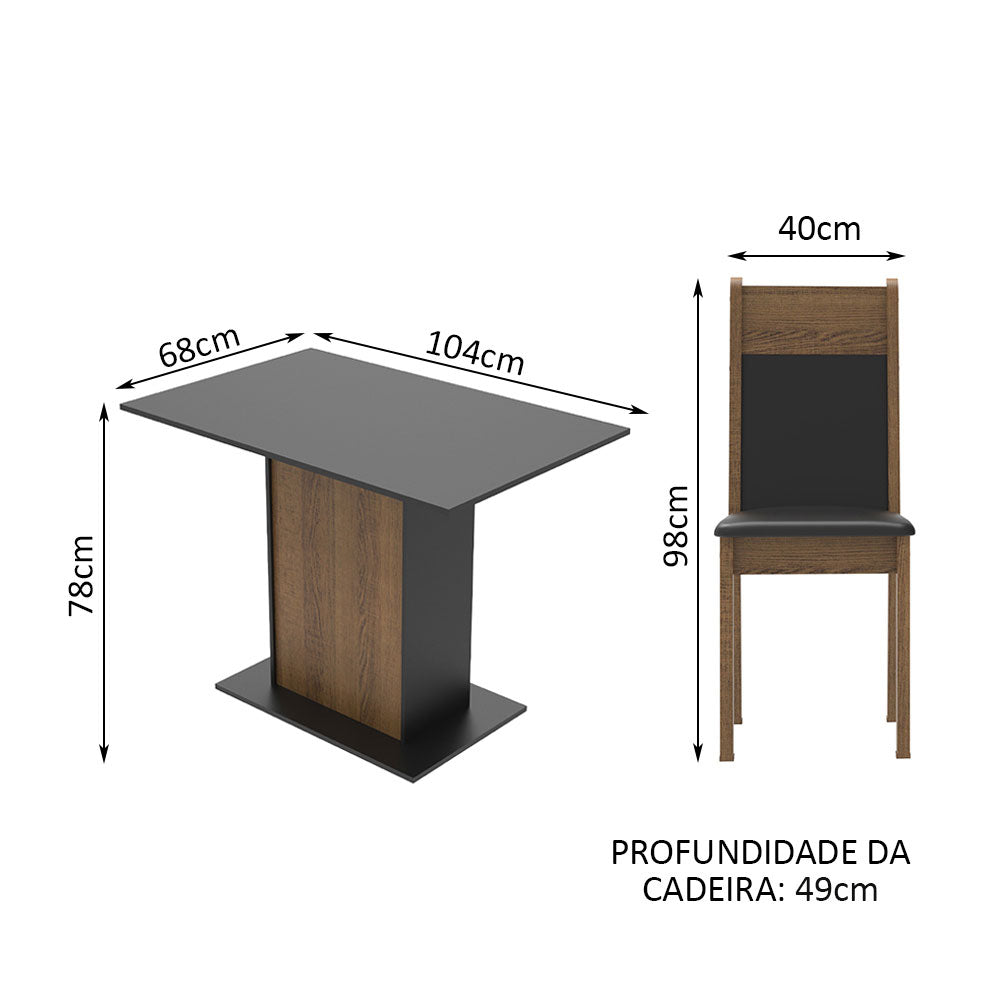 Juego de Comedor Sheila Mesa con Encimera y 4 Sillas Marrón/Negro