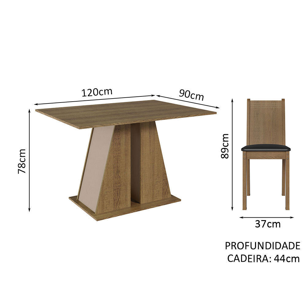 Juego de Comedor Mesa Encimera de Madera 4 Sillas Marrón/Crema/Negro Marilyn