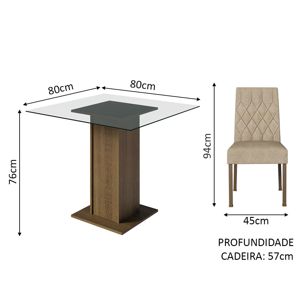 Juego de Comedor Mesa Encimera de Vidrio 4 Sillas Marrón/Imperial Noemi