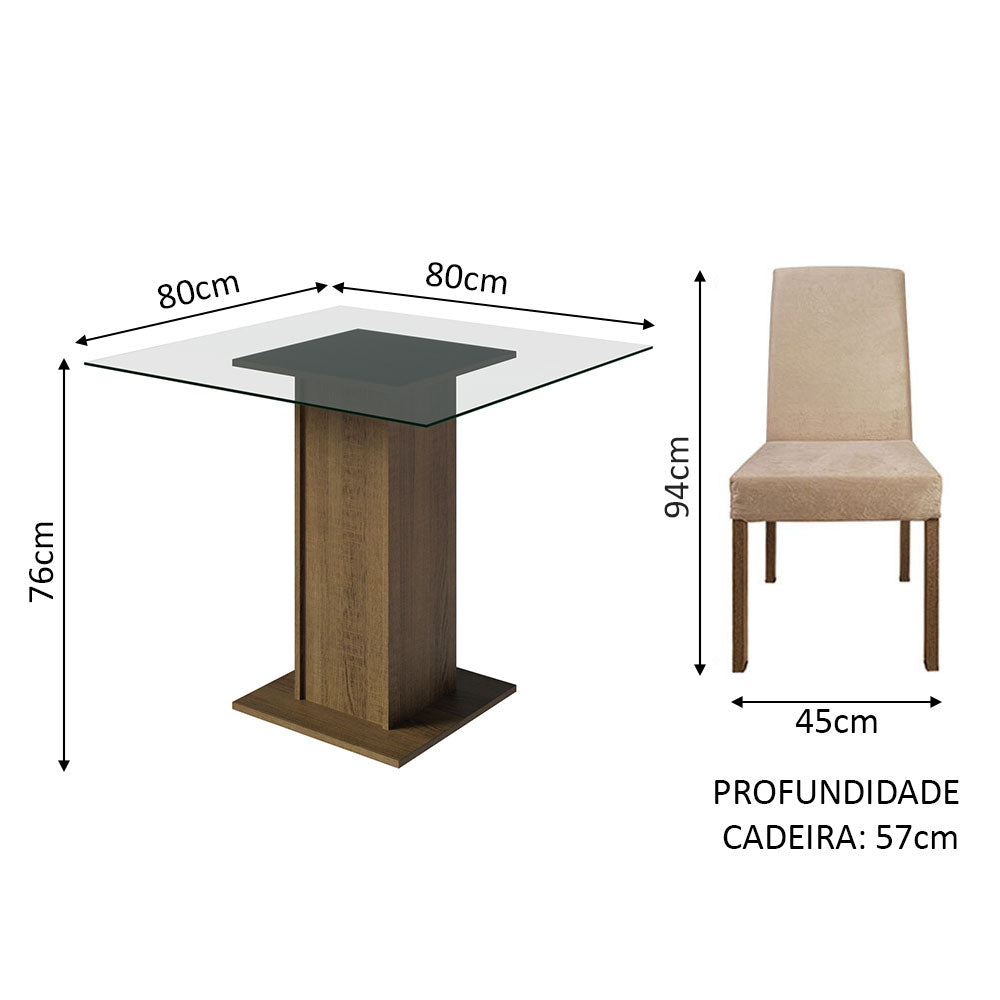 Juego de Comedor Mesa con Encimera de Vidrio y 4 Sillas Marrón/Imperial Ivy