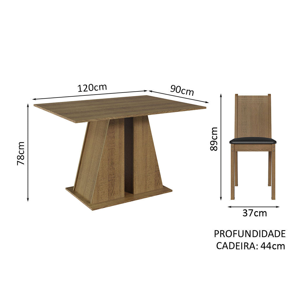 Juego de Comedor Mesa Encimera de Madera 4 Sillas Marrón/Negro Marilyn