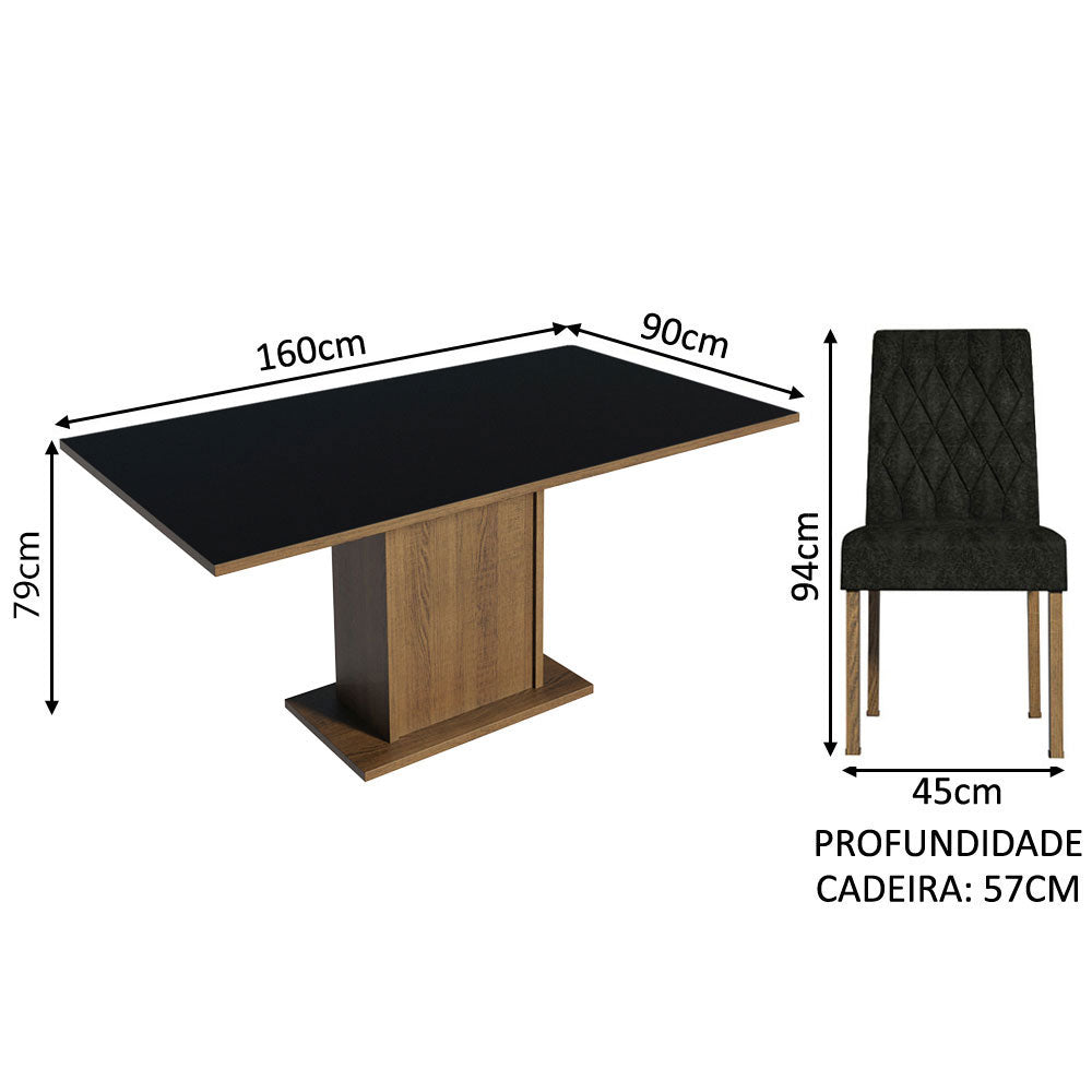 Juego de Comedor Mesa con Encimera de Madera 4 Sillas Marrón/Negro/Oxford Cindy