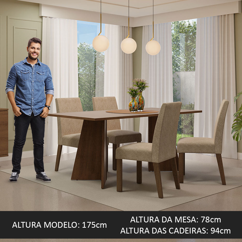 Juego de Comedor Encimera de Madera 4 Sillas Marrón/Crema/Imperial April