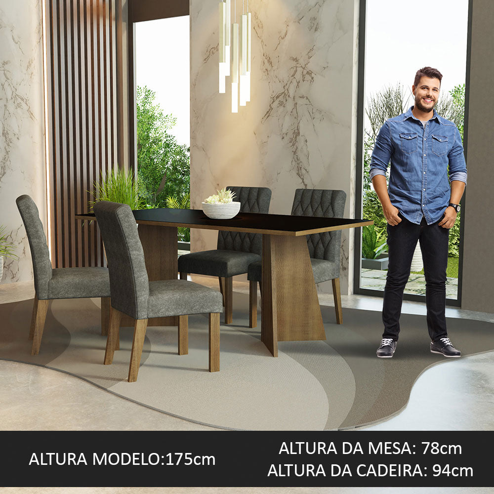 Juego de Comedor Encimera de Madesa 4 Sillas Marrón/Negro/Silver Ruby