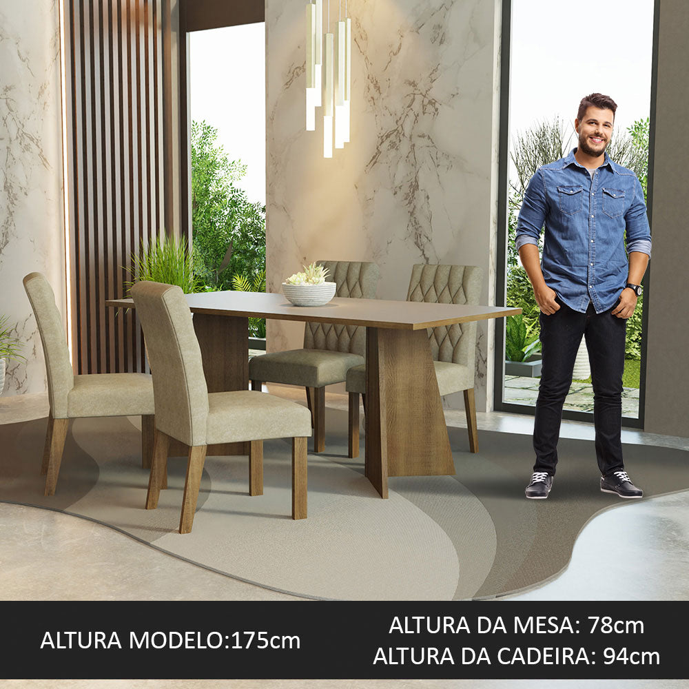 Juego de Comedor Encimera de Madera 4 Sillas Marrón/Crema/Imperial Ruby