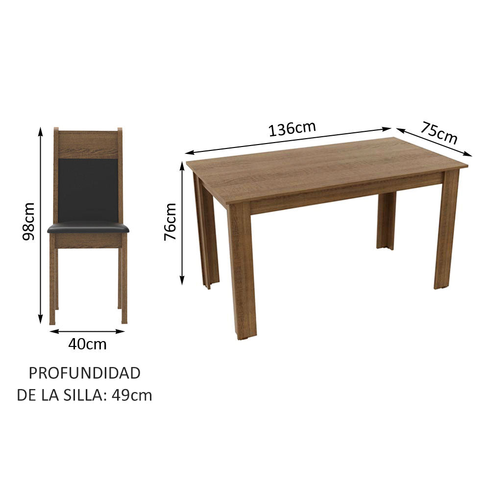 Juego de Comedor Mesa con Encimera de Madera 6 Sillas Marrón/Negro Medellin