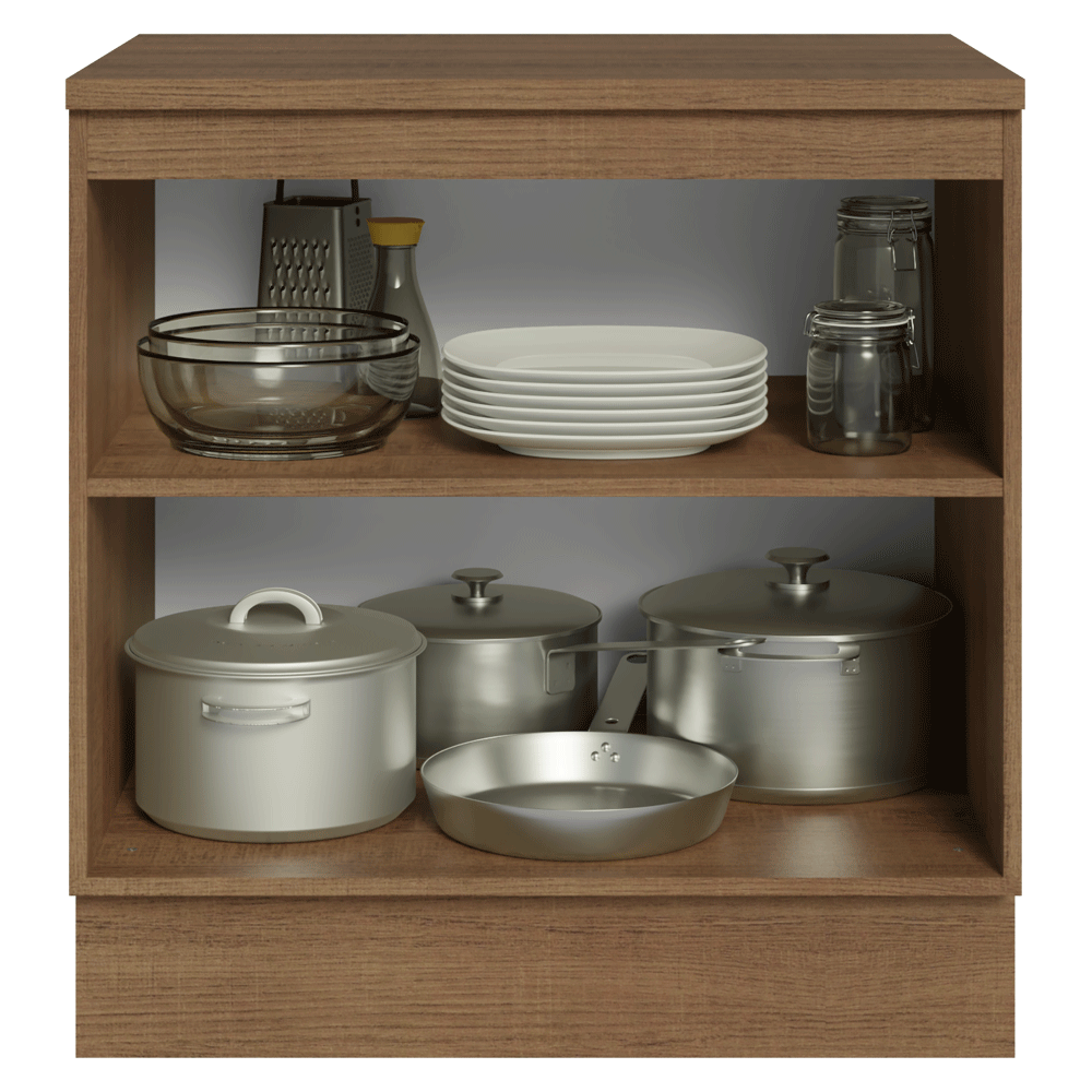 Gabinete Bajo de Cocina 80 x 60 cm 2 Puertas (Con Encimera) Marrón/Gris Vik Madesa