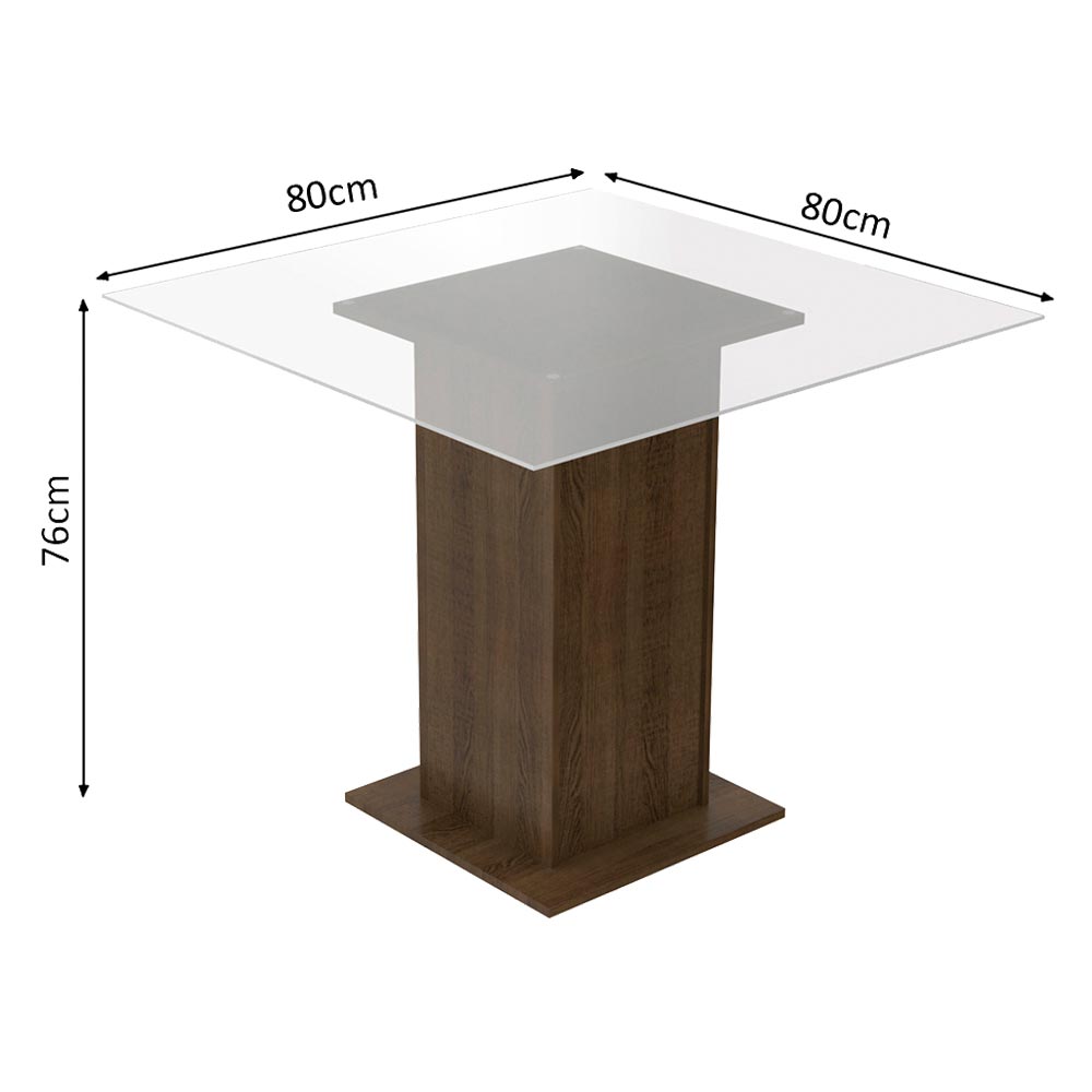 Juego de Comedor Mesa con Encimera de Vidrio y 4 Sillas Marrón/Crema/Beige Aline