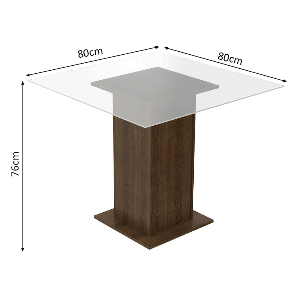 Juego de Comedor Mesa con Encimera de Vidrio y 4 Sillas Marrón/Negro Aline
