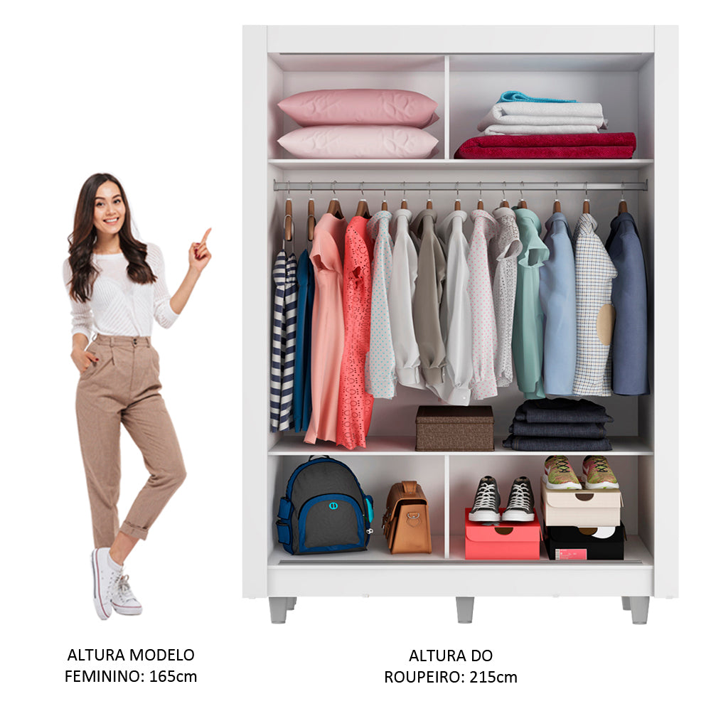 Clóset Soltero Denver 2 Puertas Corredizas con Patas Blanco