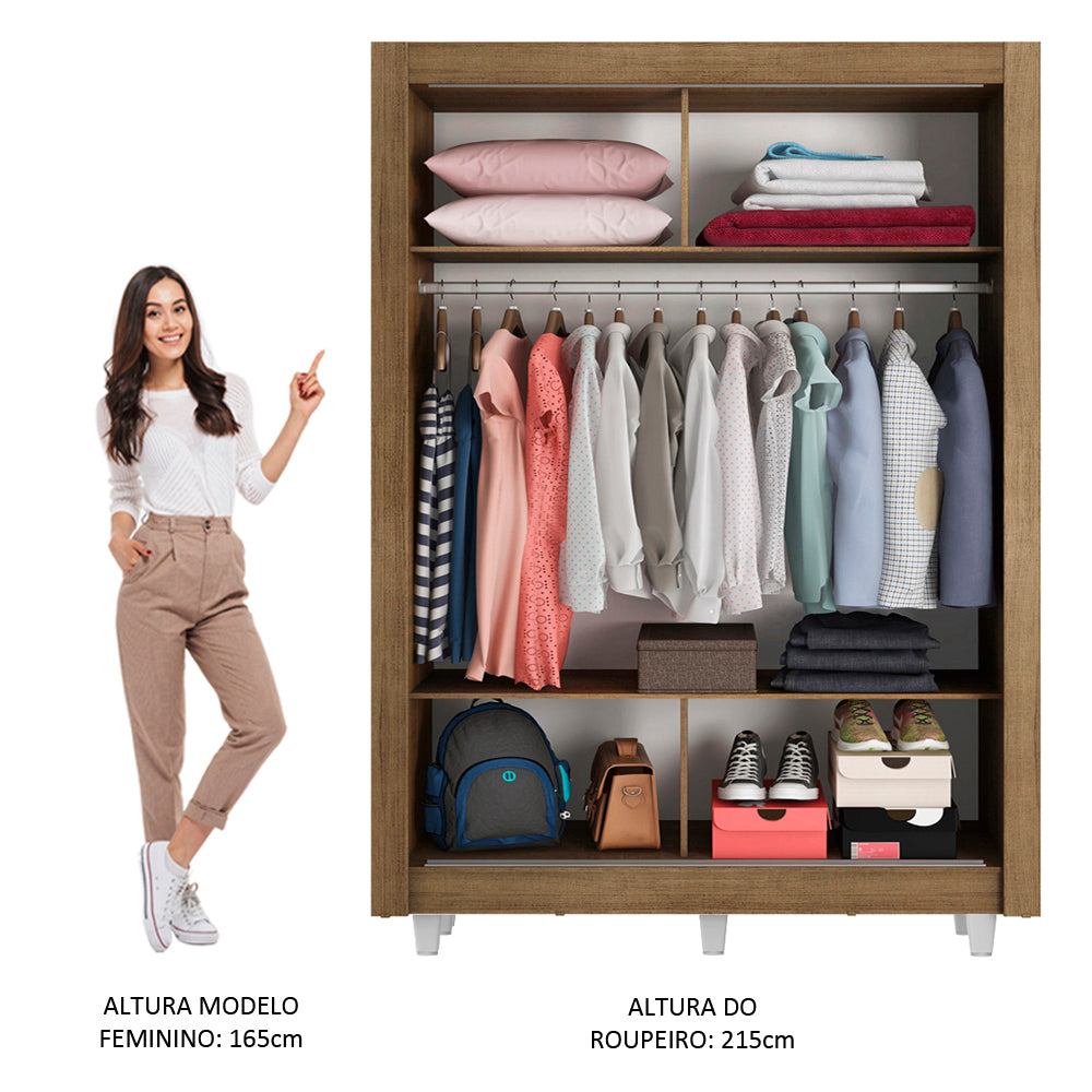 Clóset Soltero Denver 2 Puertas Corredizas Espejo con Patas Marrón/Blanco