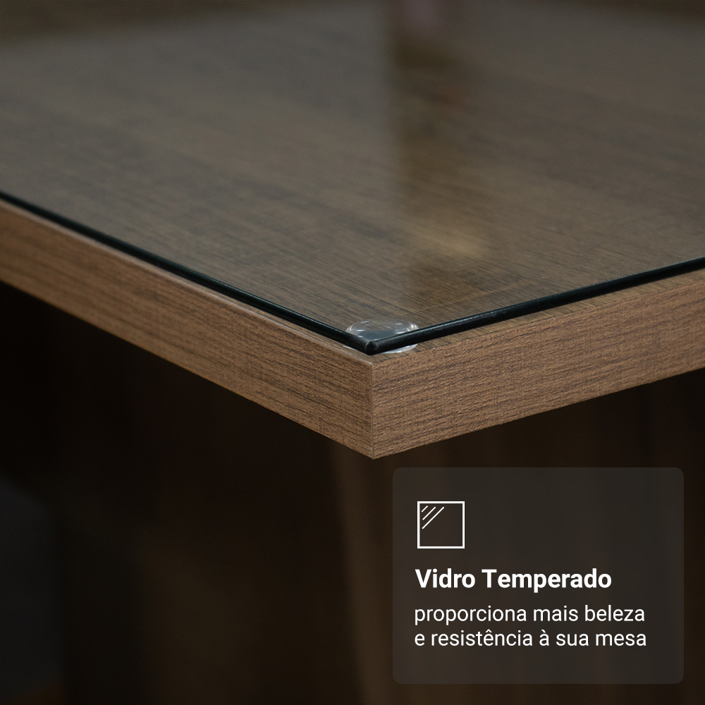 Mesa de Comedor Rectangular con Encimera de Vidrio Marrón 5329