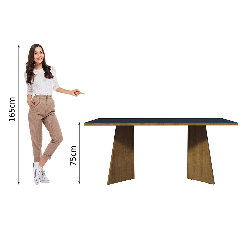 Mesa de Comedor Rectangular con Encimera de Vidrio Marrón/Negro 5388
