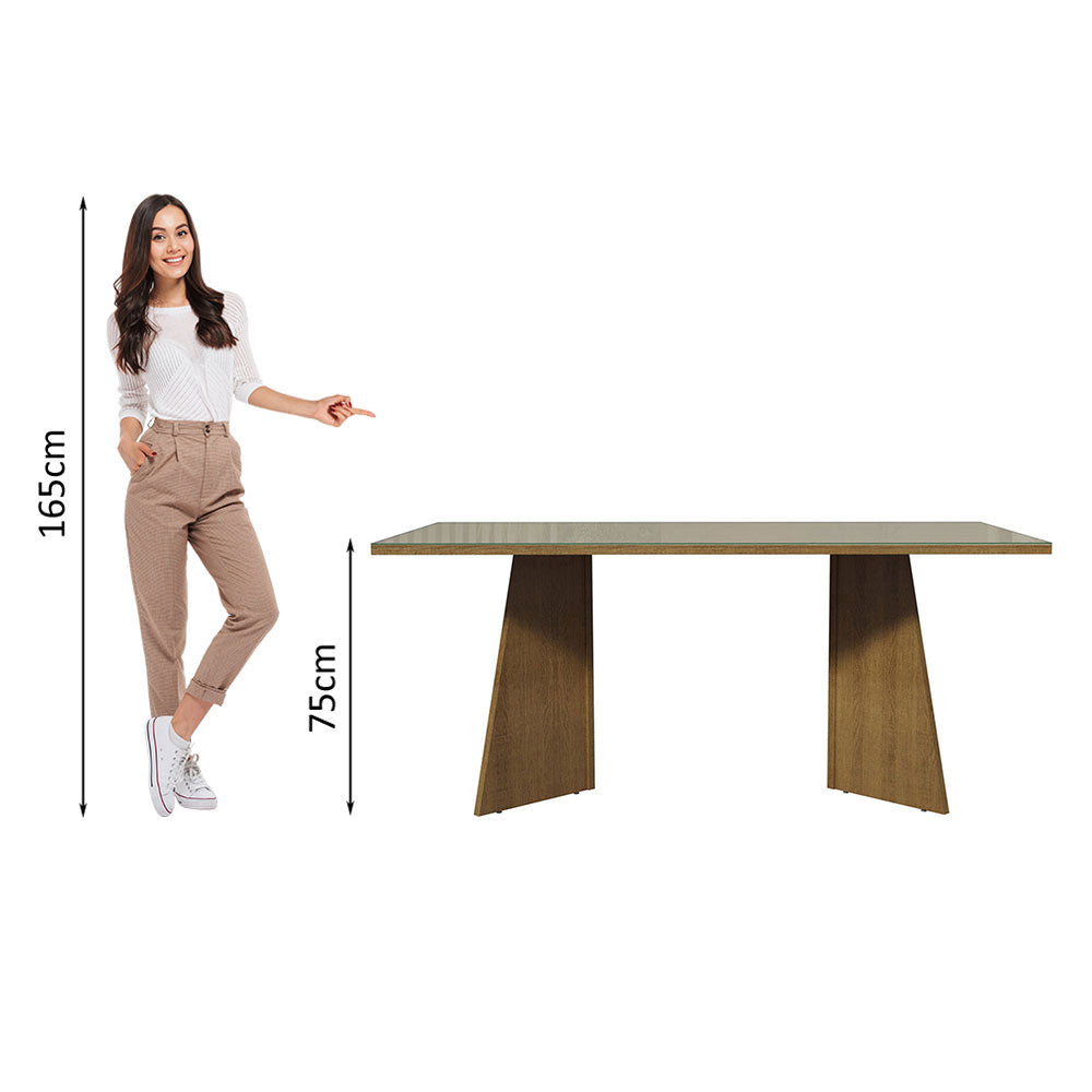 Mesa de Comedor Rectangular con Encimera de Vidrio Marrón/Crema 5388