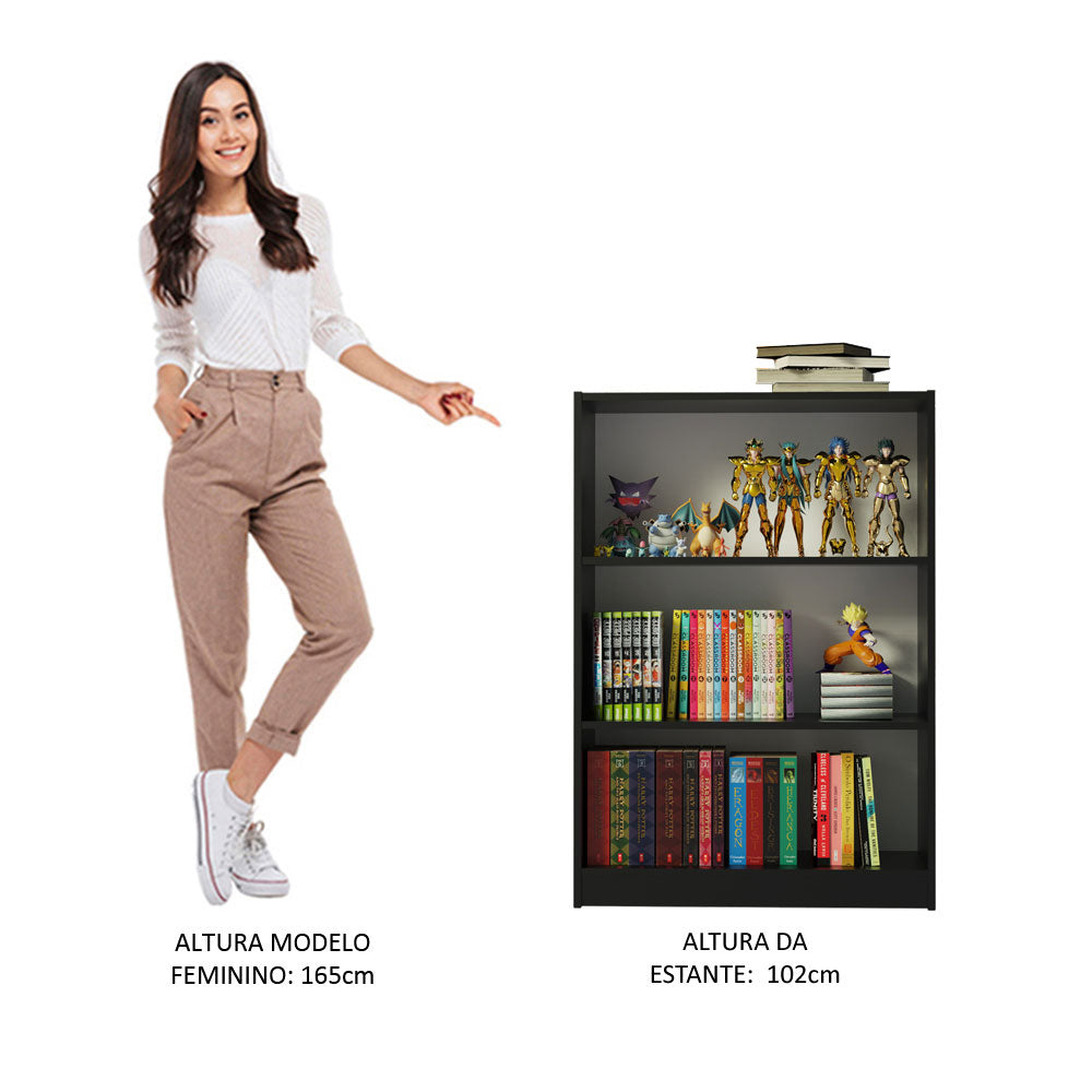 Estante Librero 6907 con 3 Nichos Negro