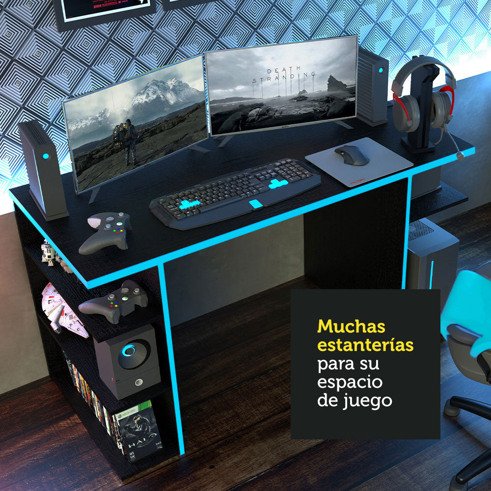 Escritorio Gamer Para PC y Consola Negro/Azul