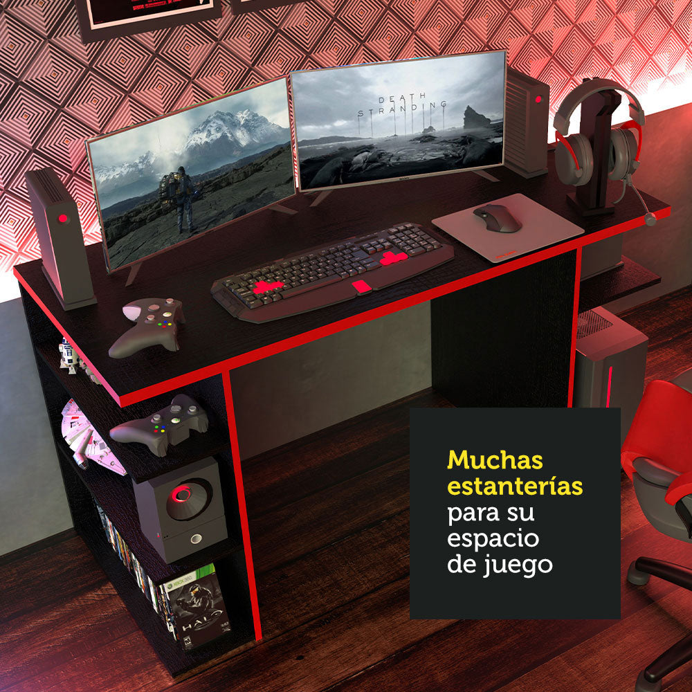 Escritorio Gamer Para PC y Consola Negro/Rojo