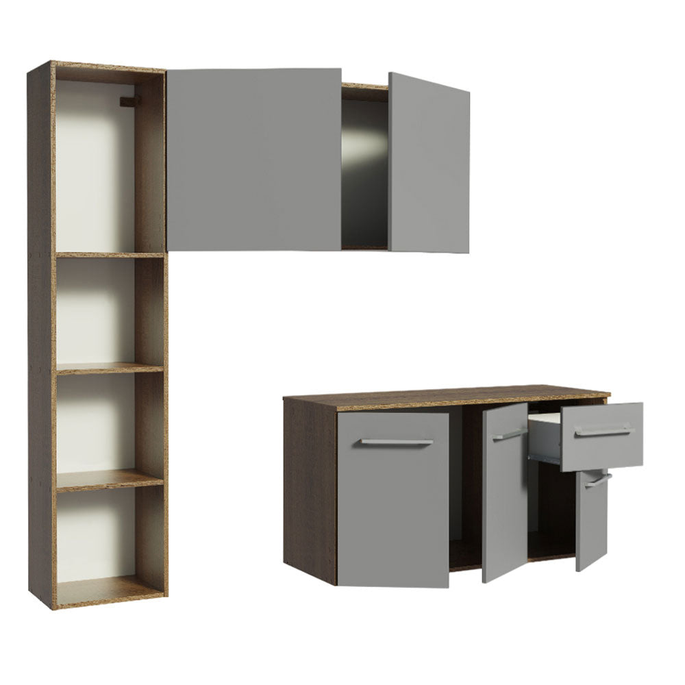 Cocina Integral 120cm Marrón/Gris Easy