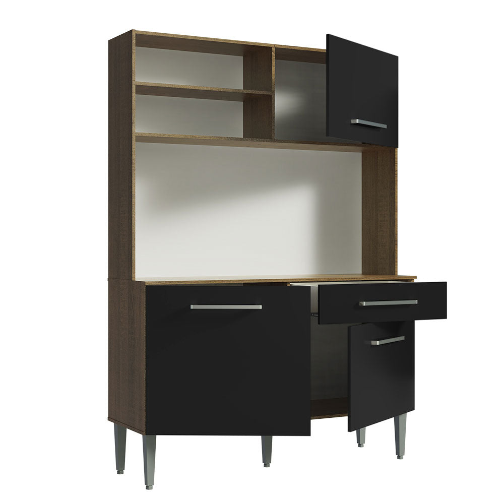 Cocina Compacta 120cm Marron/Negro Life