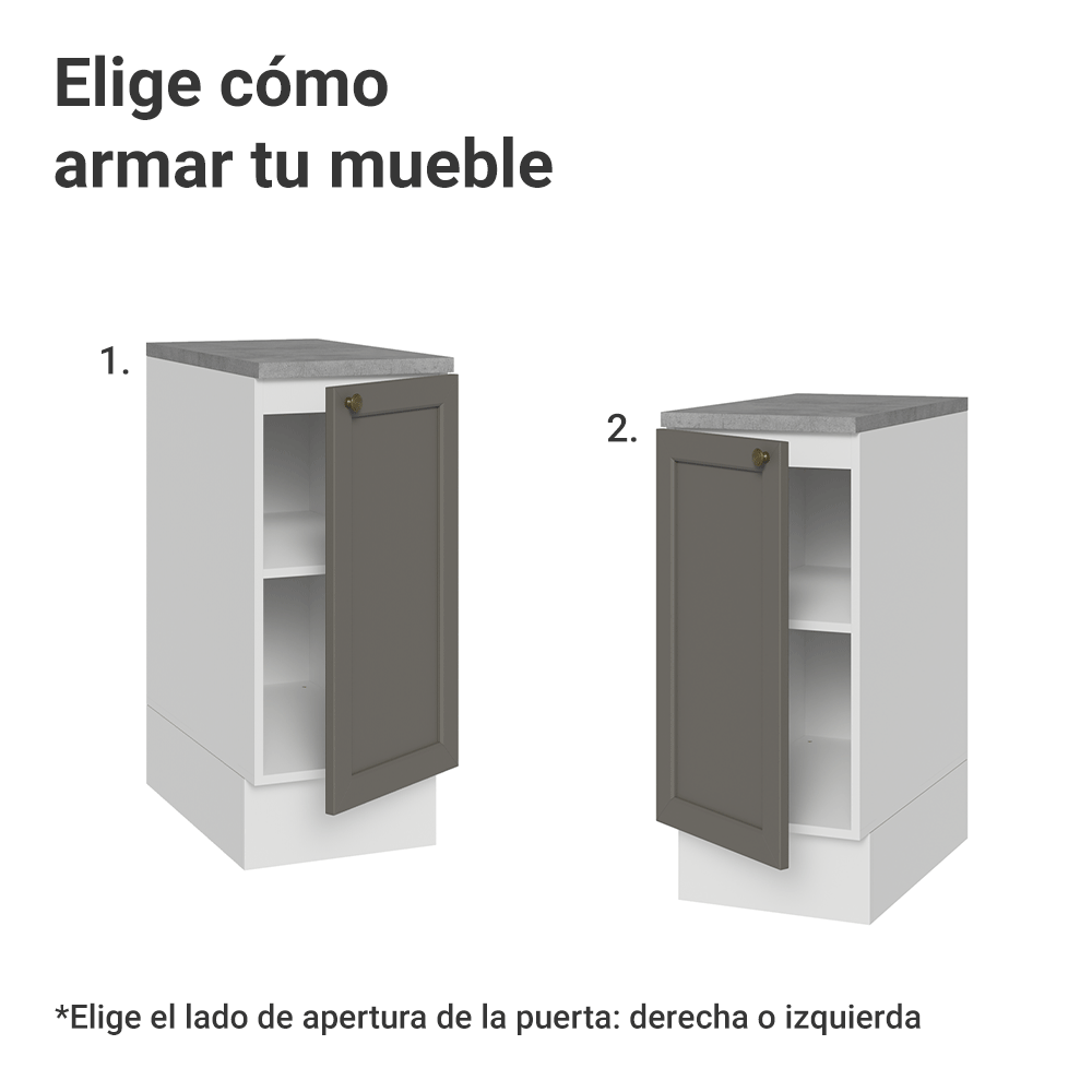 Gabinete Bajo de Cocina 35 x 60 cm 1 Puerta (Con Encimera) Blanco/Gris Vik Madesa
