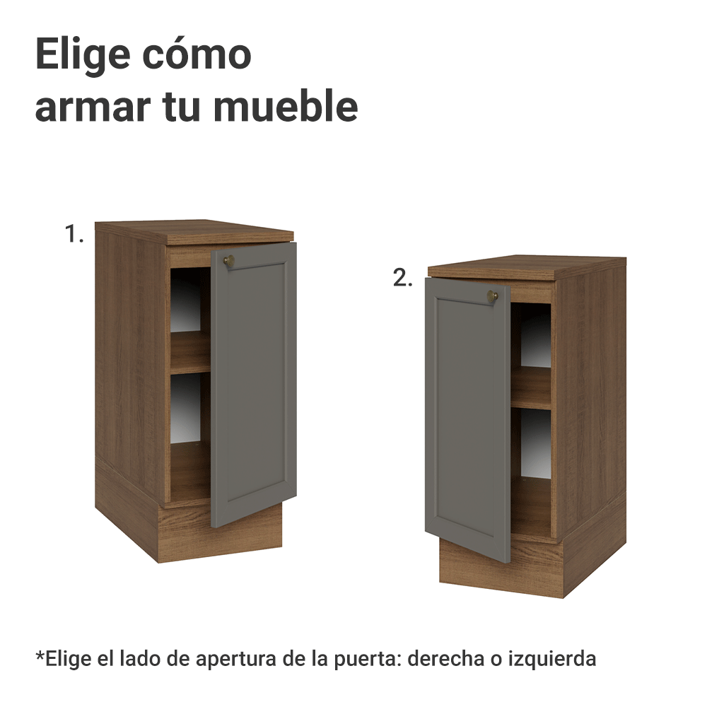 Gabinete Bajo de Cocina 35 x 60 cm 1 Puerta (Con Encimera) Marrón/Gris Vik Madesa