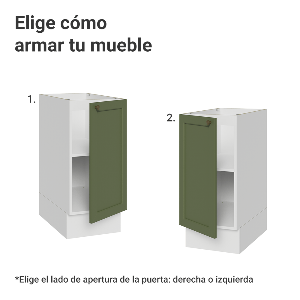 Gabinete Bajo de Cocina 35 x 60 cm 1 Puerta (Sin encimera) Blanco/verde Vik Madesa