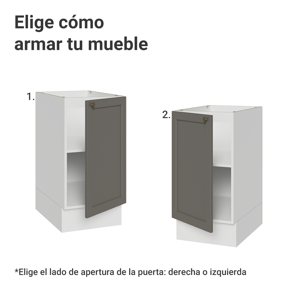 Gabinete Bajo de Cocina 40 x 60 cm 1 Puerta (Sin encimera) Blanco/Gris Vik Madesa