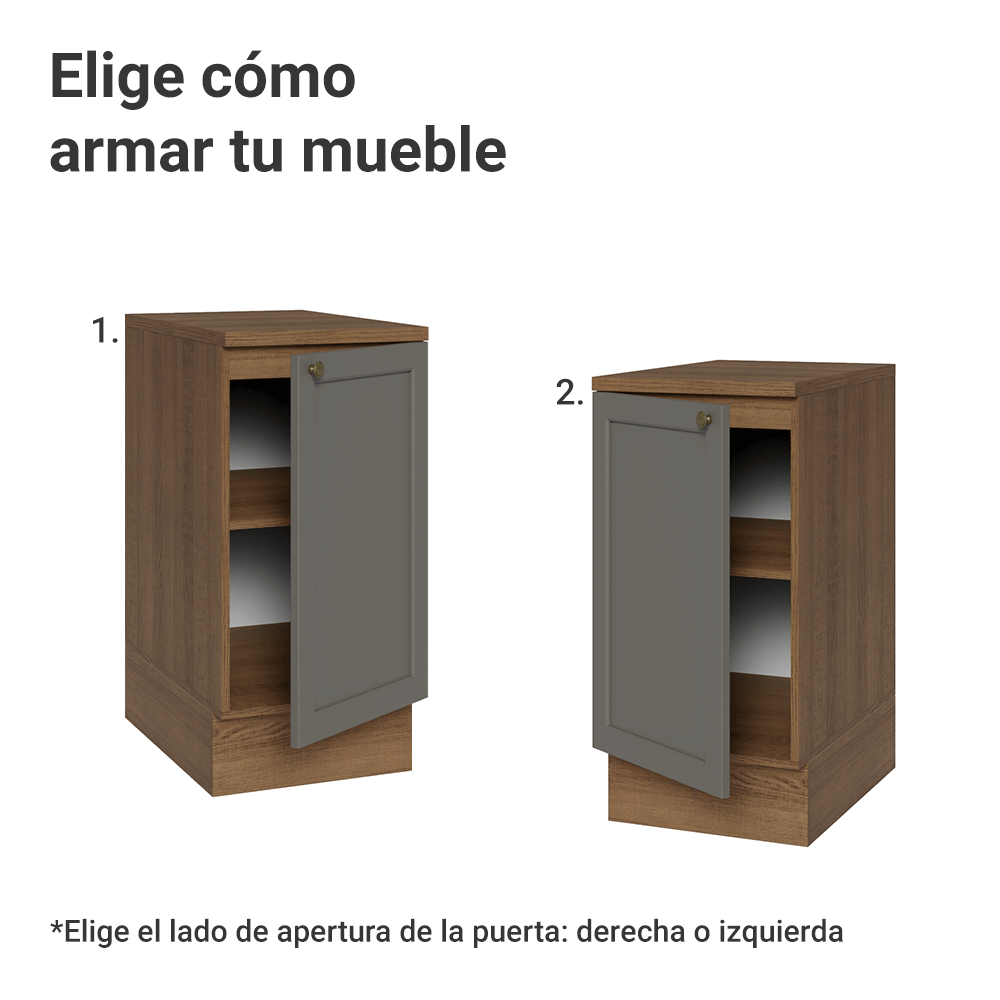 Gabinete Bajo de Cocina 40 x 60 cm 1 Puerta (Con Encimera) Marrón/Gris Vik Madesa