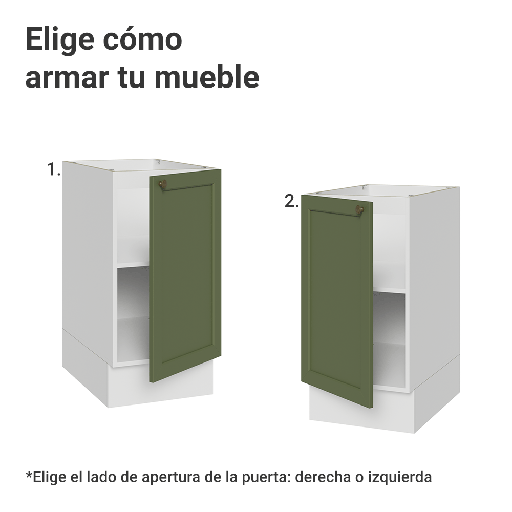Gabinete Bajo de Cocina 40 x 60 cm 1 Puerta (Sin encimera) Blanco/Verde Vik Madesa