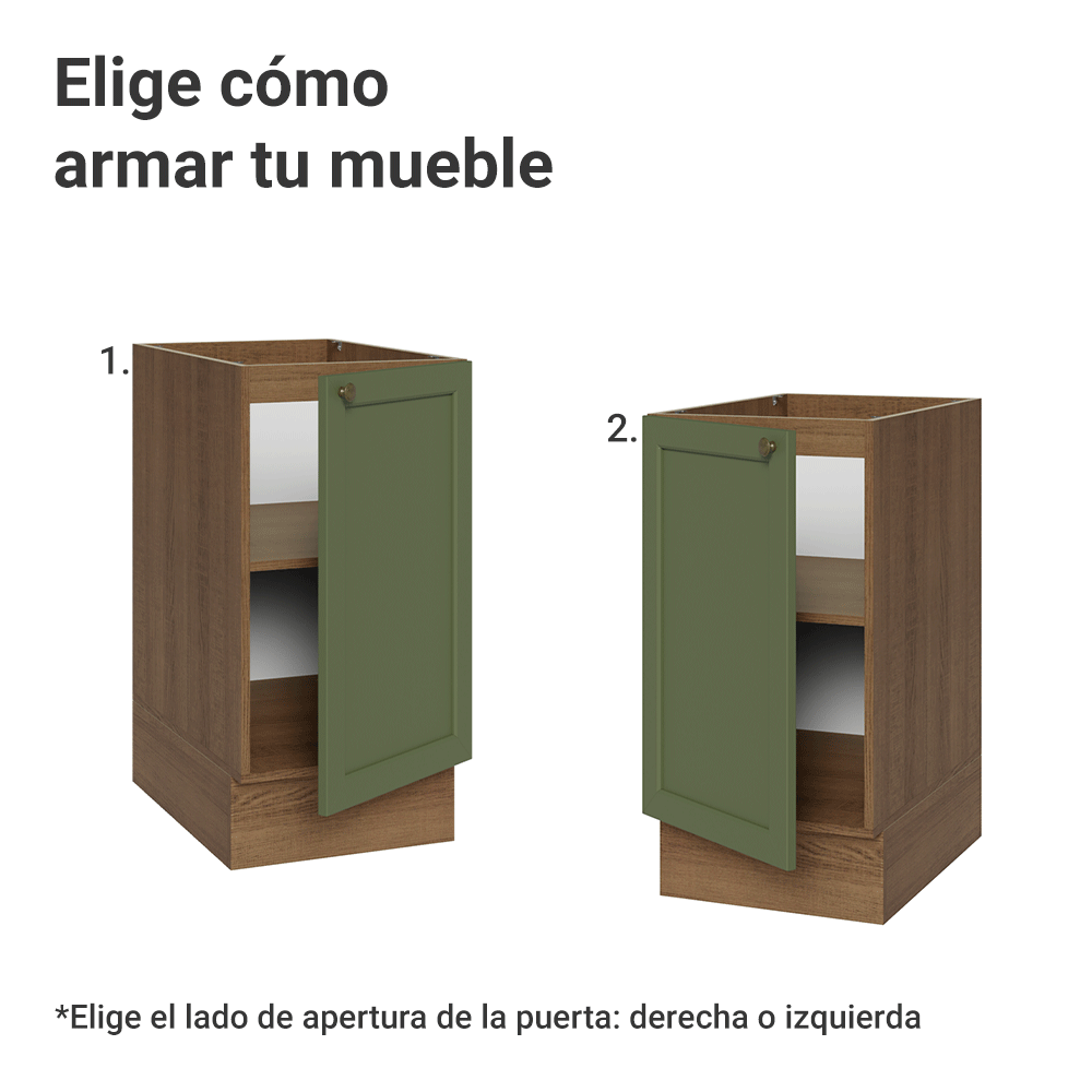Gabinete Bajo de Cocina 40 x 60 cm 1 Puerta (Sin encimera) Marrón/Verde Vik Madesa