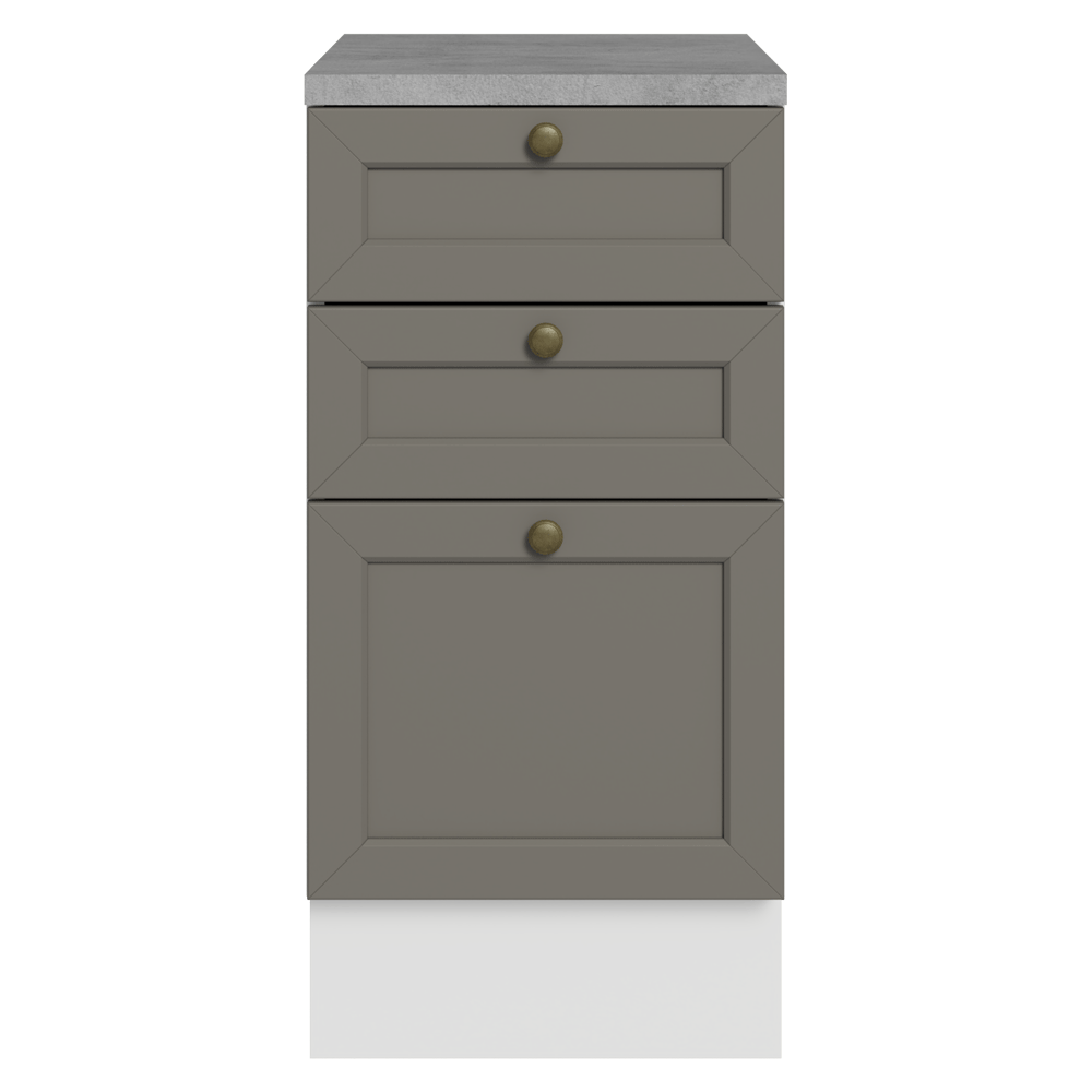 Gabinete Bajo de Cocina 40 x 60 cm 3 Cajones (Con Encimera) Blanco/Gris Vik Madesa