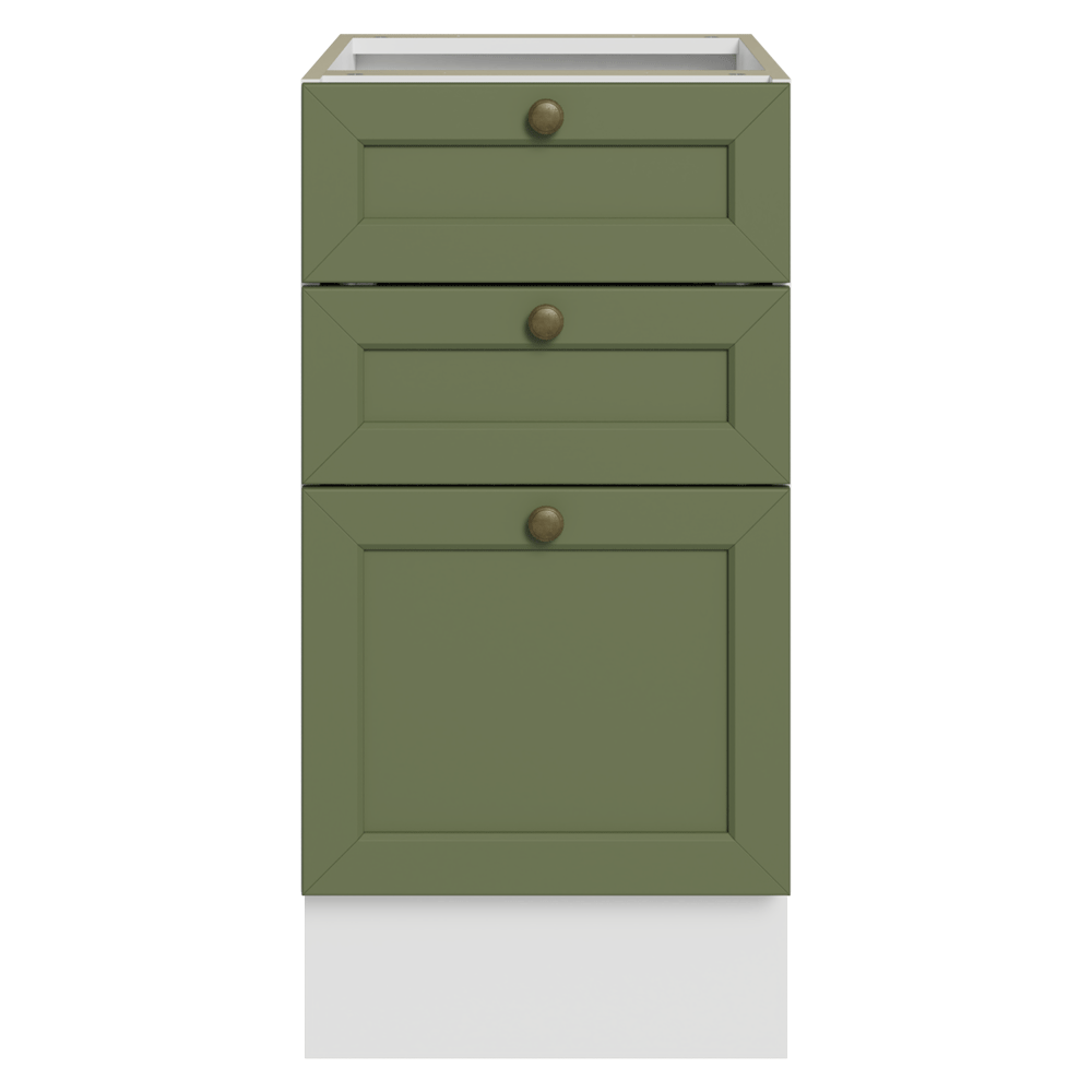 Gabinete Bajo de Cocina 40 x 60 cm 3 Cajones (Sin encimera) Blanco/Verde Vik Madesa