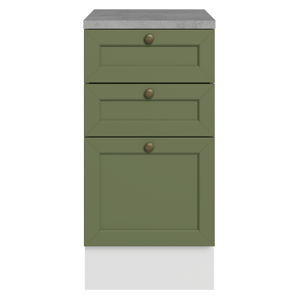 Gabinete Bajo de Cocina 40 x 60 cm 3 Cajones (Con Encimera) Blanco/Verde Vik Madesa